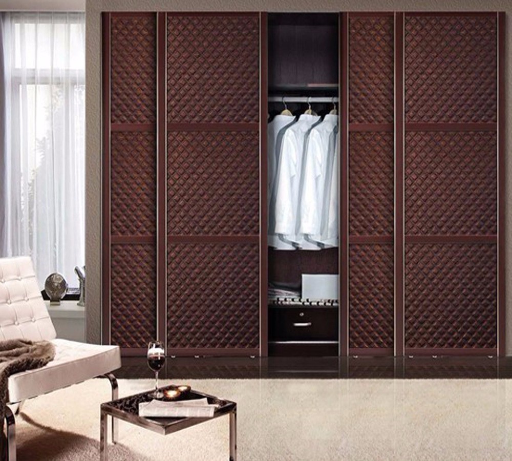 Luxury Leather Bedroom Wardrobe Closet With Sliding Door Buy