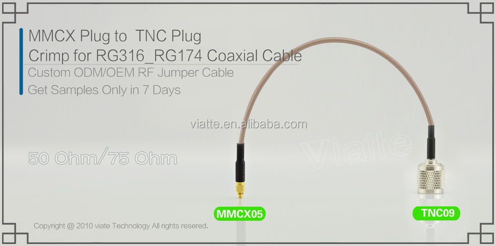 Mmcx男性の性別にtncオス圧着用rg316/rg174同軸ケーブルのコネクタ仕入れ・メーカー・工場