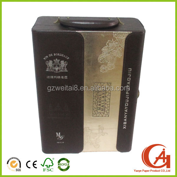 custom handmade red wine leather boxes wholesale for luxury wines packaging