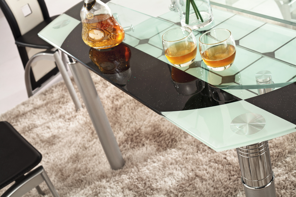 近代的な黒とl801bdiningtable白い円形のガラス仕入れ・メーカー・工場