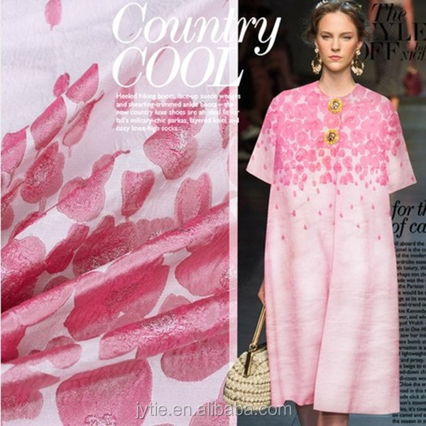 ピンク花柄ジャカード2014年衣服のための生地問屋・仕入れ・卸・卸売り
