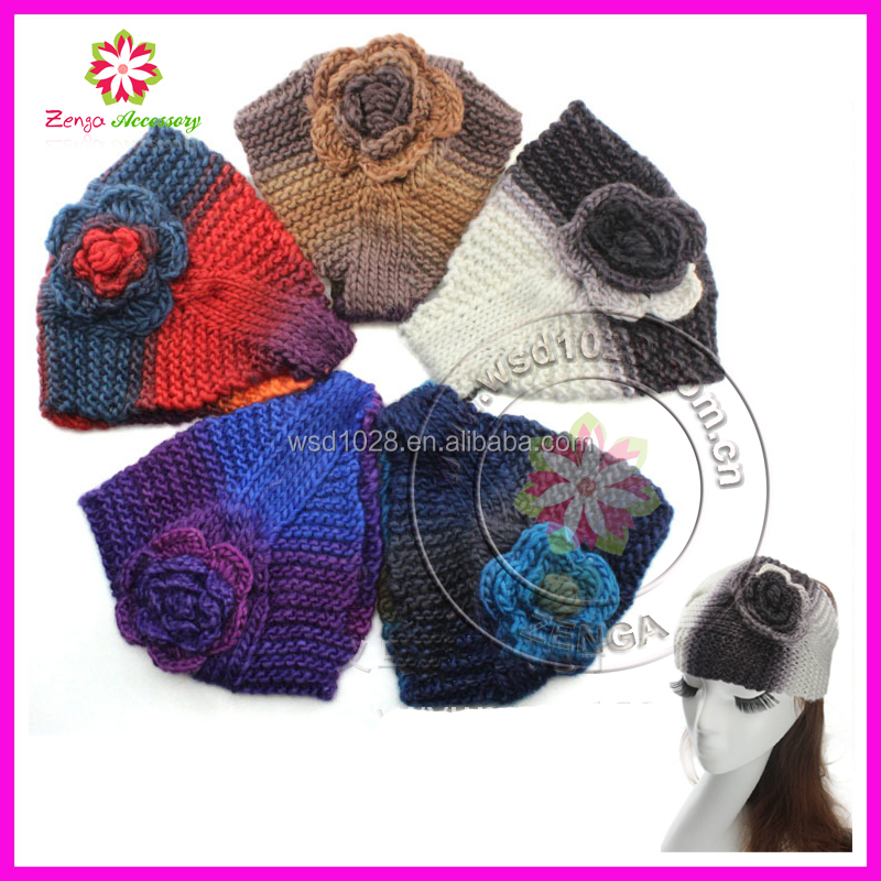 新しい女性のかぎ針編みのヘッドバンドニット冬の花のヘアバンド耳ウォーマーheadwrap仕入れ・メーカー・工場