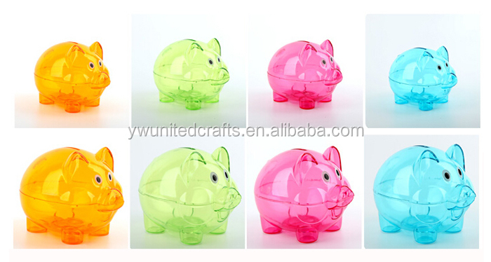 ミニ豚飾るお金貯金箱、 プラスチック豚銀行、 半透明のお金銀行仕入れ・メーカー・工場
