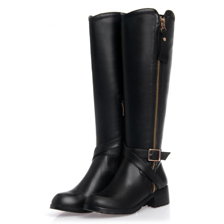 Free Shipping Sexy Women Flats Genuine Leather Knee-length Boots