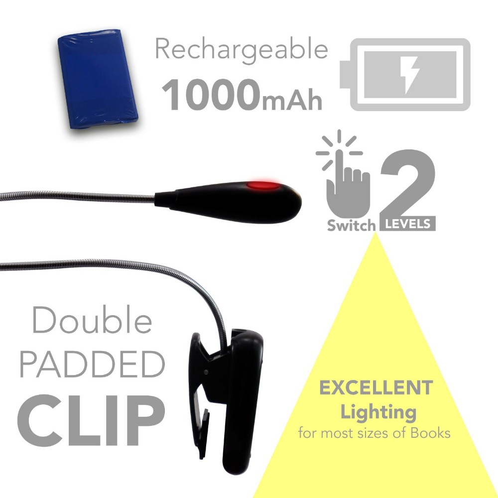 充電式読書ランプ用ベッド-ポータブルブックライト- 4 led電球のつや消しカバー- 2設定-軽量クリップ上ランプ-仕入れ・メーカー・工場