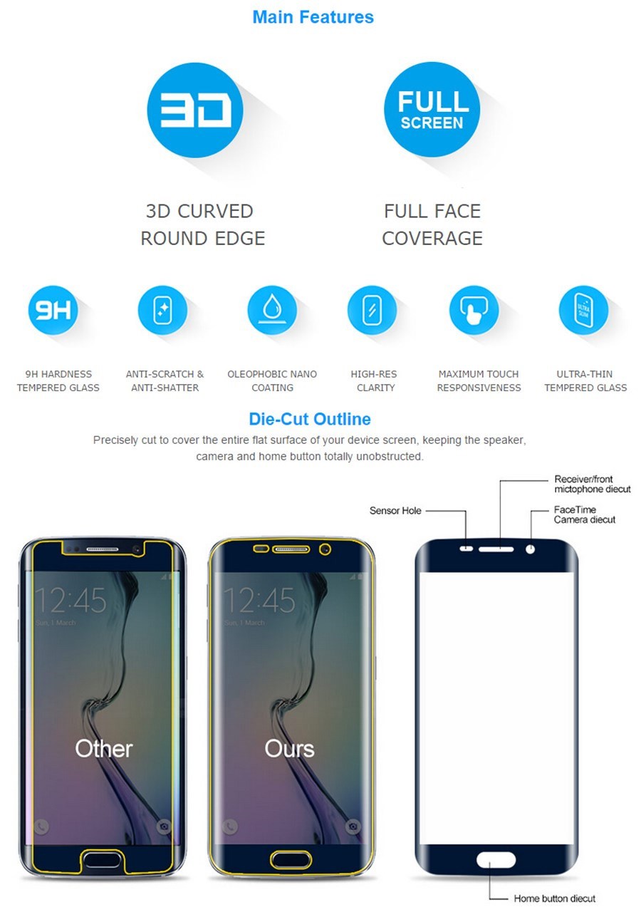 picar Nabo Algebraico Source New Product for Samsung Galaxy S6 Edge Full Cover Tempered Glass  Original Colors Full Screen Protector on m.alibaba.com