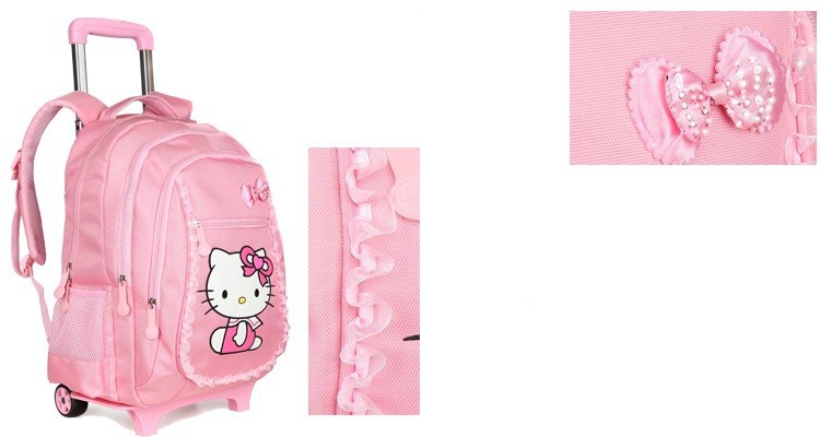 Free-Shipping-Hello-Kitty-Children-School-Bags-Mochilas-Kid-Backpacks-With-Wheel-Trolley-Luggage-For-Girls-09