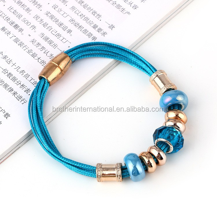 2016 de la moda pulsera bisuteria brazalete de cuentas de cristal para las mujeres hacen con