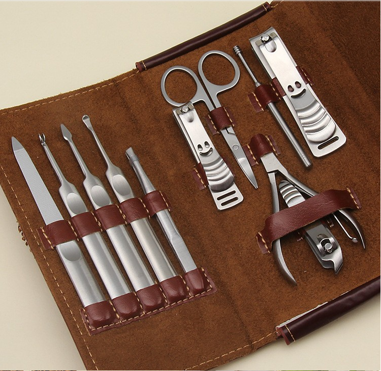Professional Stainless Steel Nail Clipper Travel & Grooming Kit Nail Tools Manicure & Pedicure Set of 12pcs with Luxurious Case