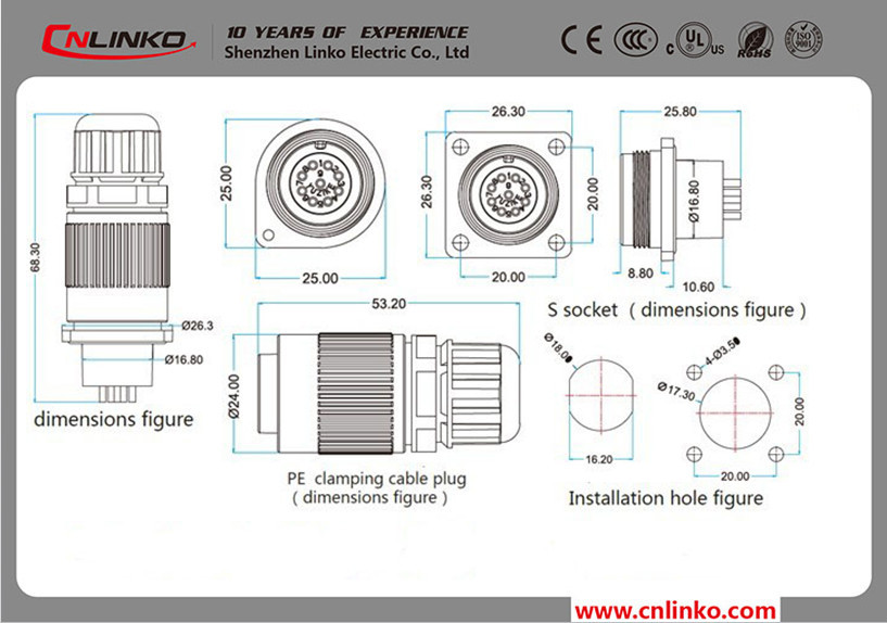 屋外での使用cnl<em></em>inko12ボルトコネクタのプラグをコンセント3dcコネクタ仕入れ・メーカー・工場