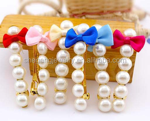 新しい女性の真珠ヘアクリップヘアクリップヘアピンちょう結びブライダルアクセサリー帽子問屋・仕入れ・卸・卸売り