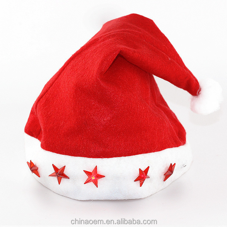 クリスマスの帽子キャップキャップ父クリスマスサンタクロースクリスマスギフトledライトクリスマスの装飾のドロップシッピング星を点滅問屋・仕入れ・卸・卸売り