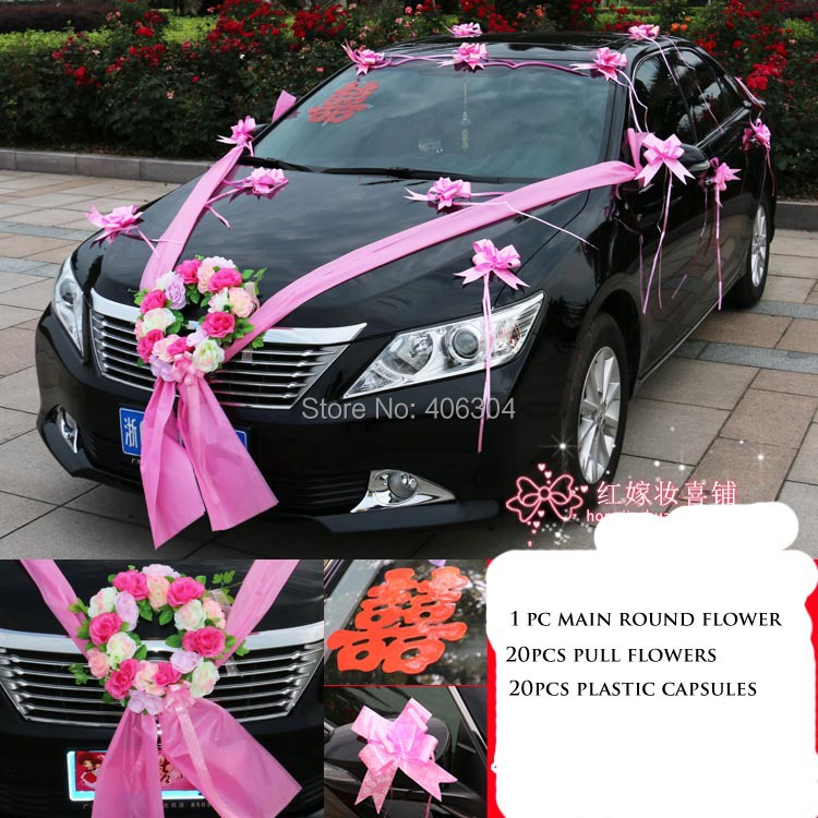 2019 Wholesale Wedding Car Flower Decoration Set Red Pink Purple
