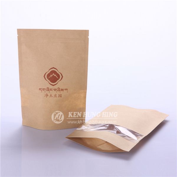 Stand up Kraft Paper Customizable Tea Bags with Zipper and Window