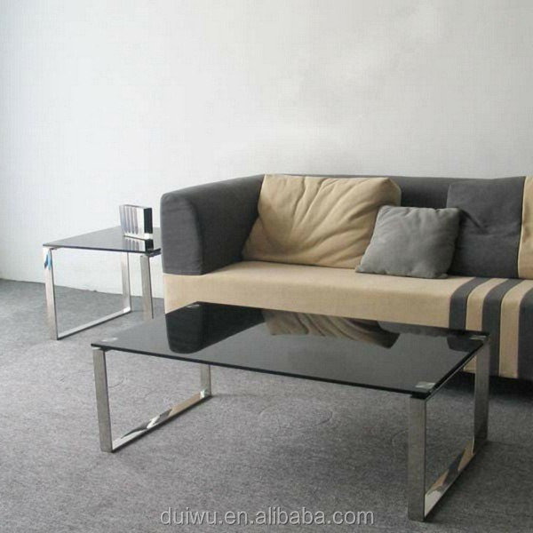 stainless steel coffee table with glass top