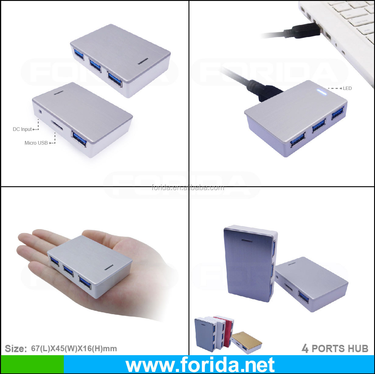 Foridausb3.0アルミ4ポート高速usb3.0ハブ( hyd- 9026h)問屋・仕入れ・卸・卸売り