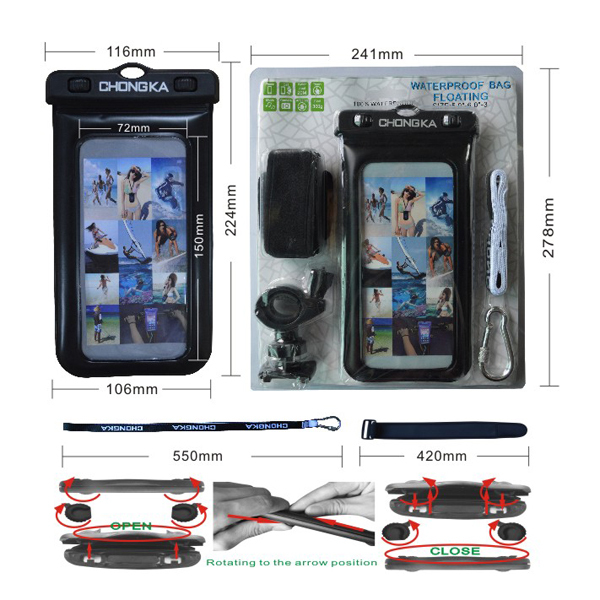 2015waterpproof熱い販売の袋のクリップゴム腕章でストラップ仕入れ・メーカー・工場
