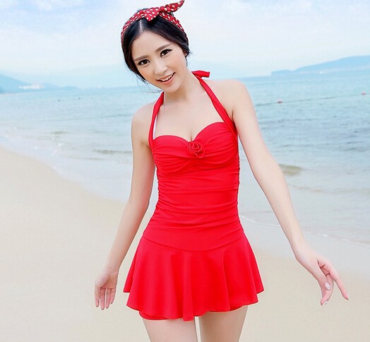 2019 Wholesale 2015 Womens One Piece Swimsuits With Skirts Cheap Cute Bathing Suits Modest Swim ...