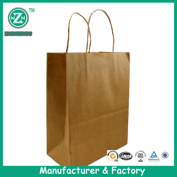 トップ品質ブラウン色クラフト紙ハンドルバッグ中国製仕入れ・メーカー・工場