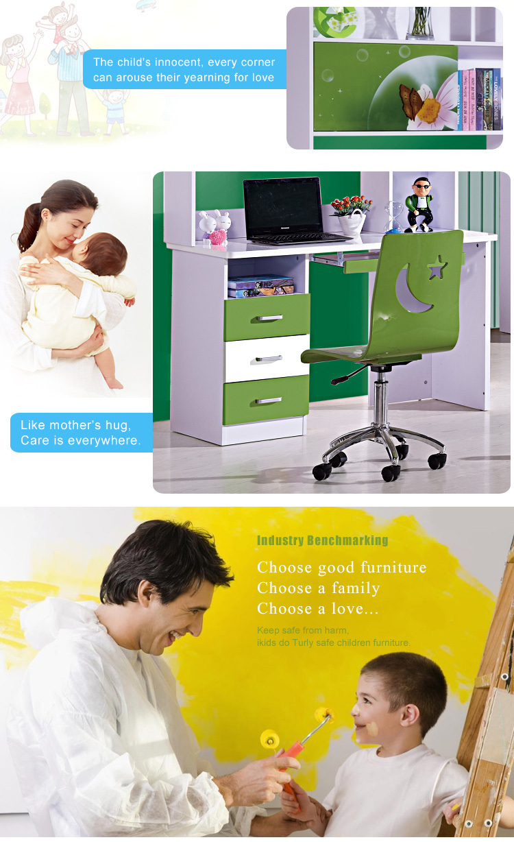 緑の色8353#二人の子供のためのダブルコンピュータ机仕入れ・メーカー・工場