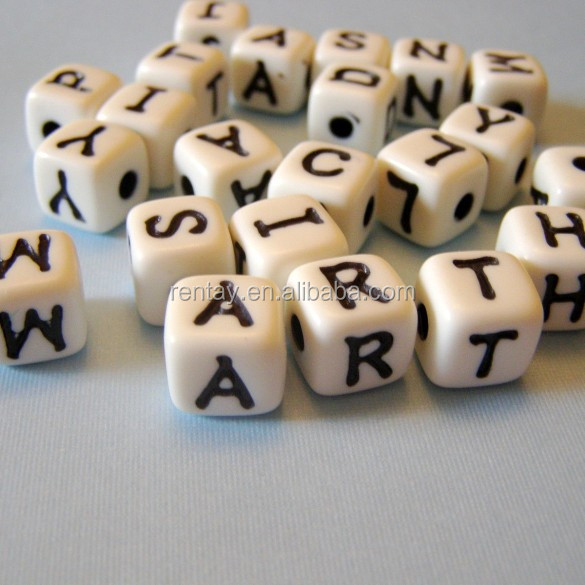 300pc/50g 6mm White Letter A~Z Acrylic Alphabet Beads Cube Letter