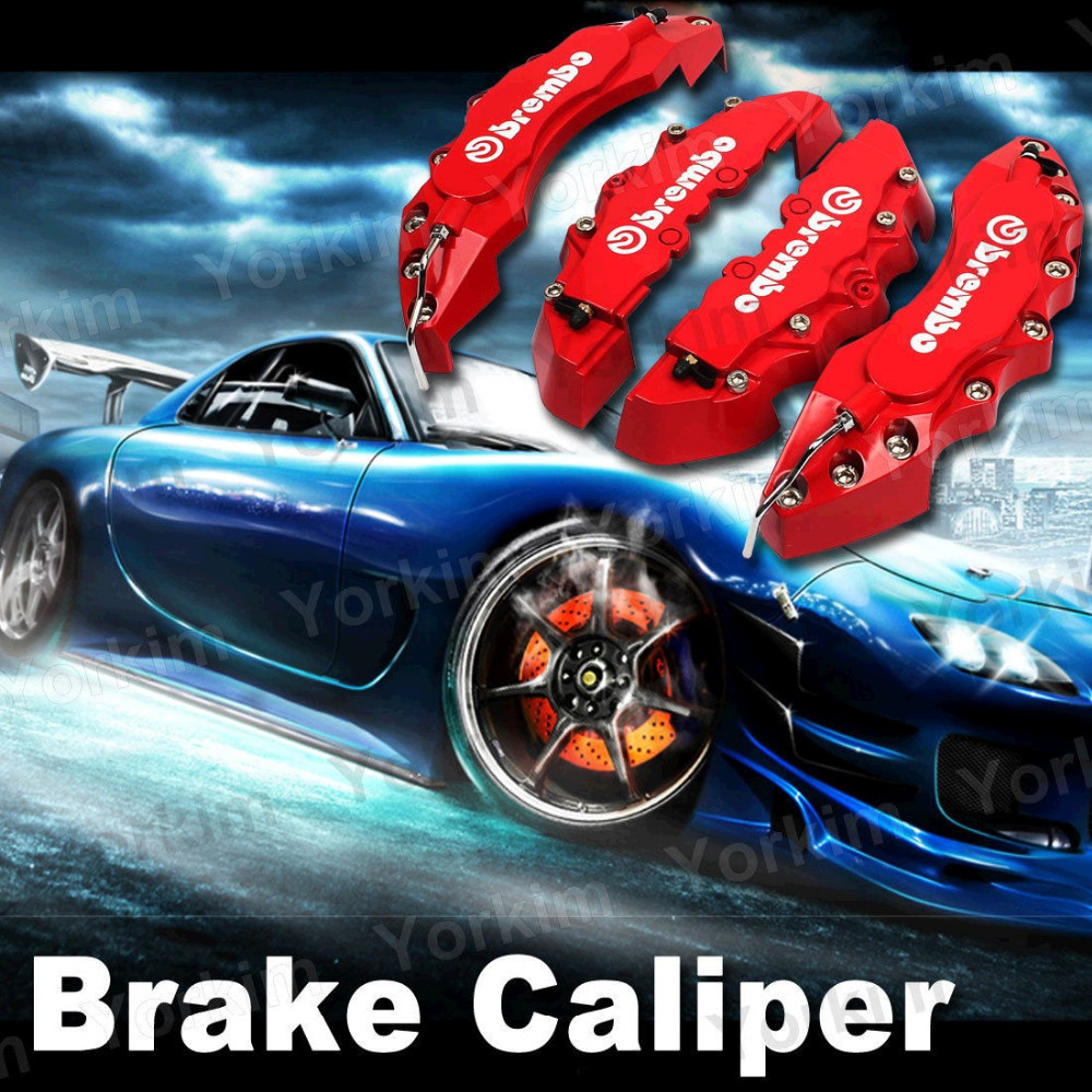 4pcs красный brembo стиль универсальный диск тормозной суппорт охватывает передних и задних суппортов & Аксессуары 4pcs красный brembo стиль универсальный диск тормозной суппорт охватывает передних и задних суппортов & Аксессуары