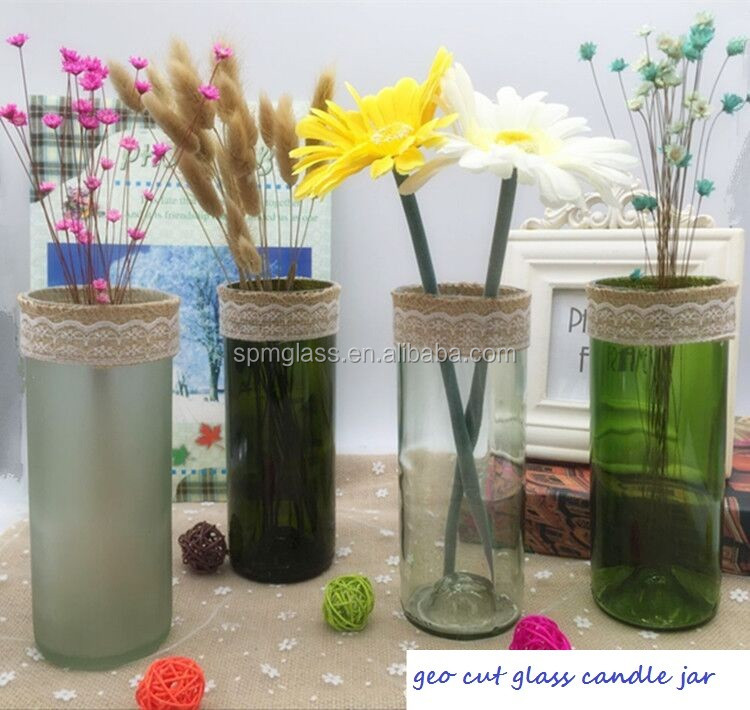 Wine Bottle Cut Glass Vases Wholesale With Wrapped Rope Buy