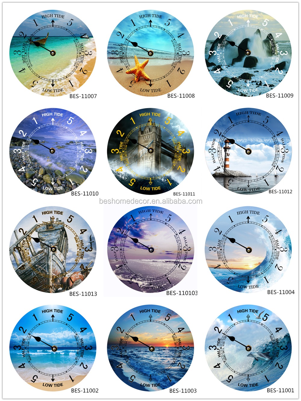 Wholesale Beach Shell Picture Tide Wall Clocks,Wall Clocks With Photo