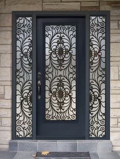 Modern House Designs Flat Top Grill Iron Glass Exterior Entry Door