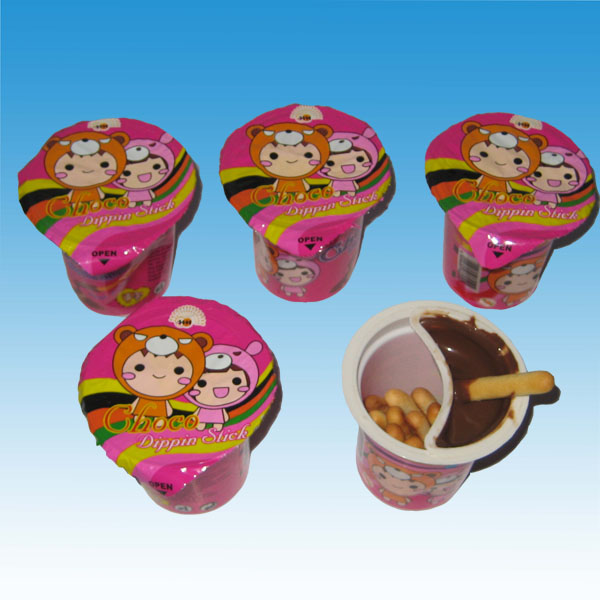Hot !!! 16g choco cup with crispy biscuit sticks