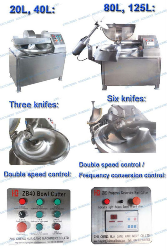 Double speed bowl cutter for meat
