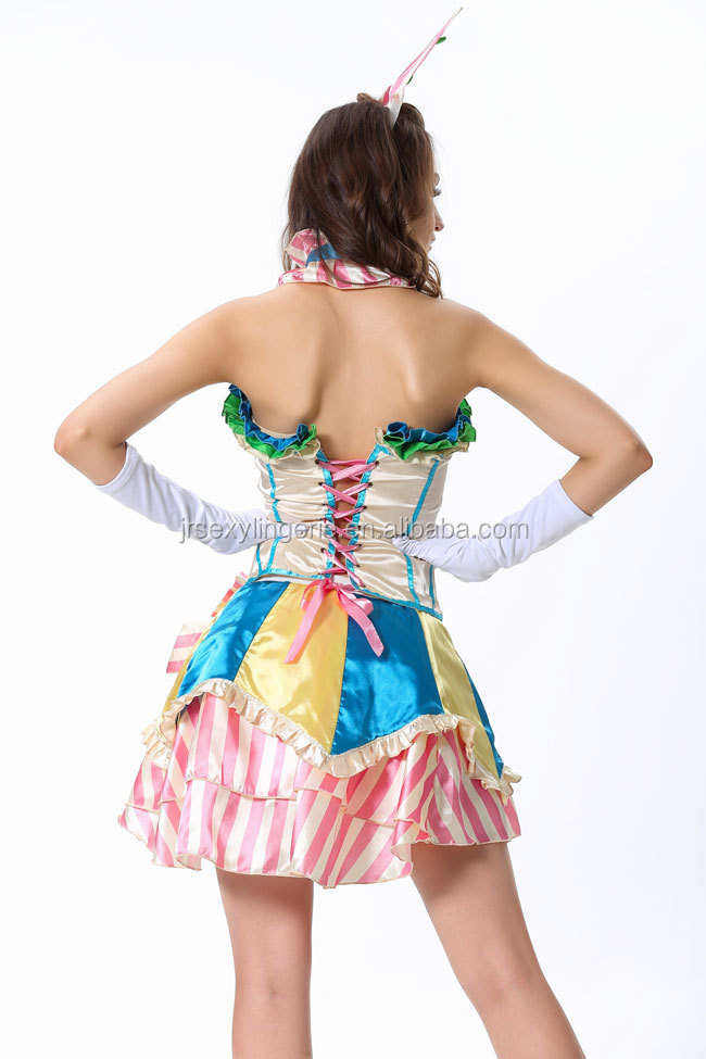 新しいデザインの女性用candylicious仮装衣装ピエロエキゾチックなセクシーな大人のコスプレハロウィン衣装アパレル問屋・仕入れ・卸・卸売り