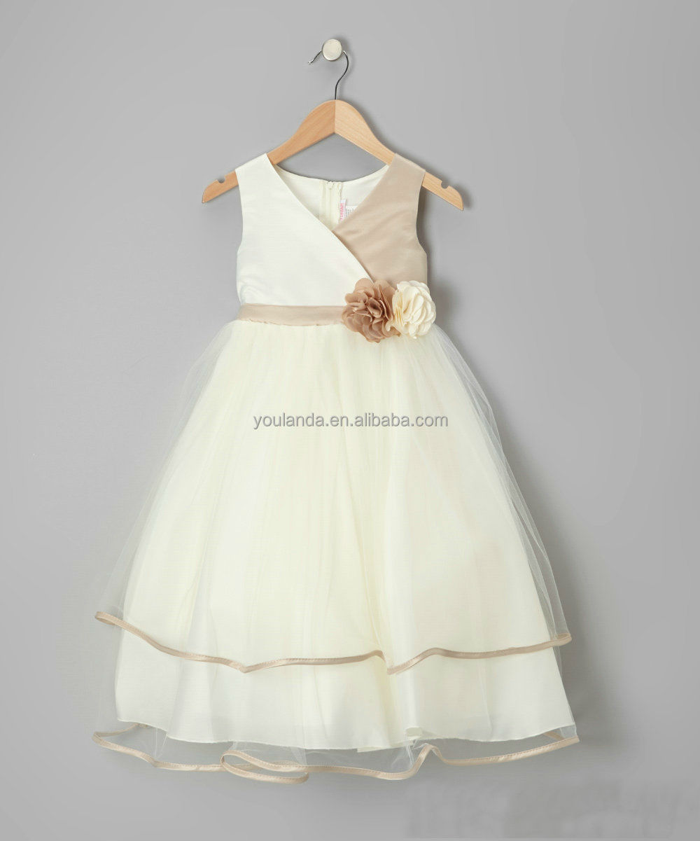 2014年白a- ラインのための赤ん坊の服子供の結婚式の夜会服のフラワーガールのドレス問屋・仕入れ・卸・卸売り