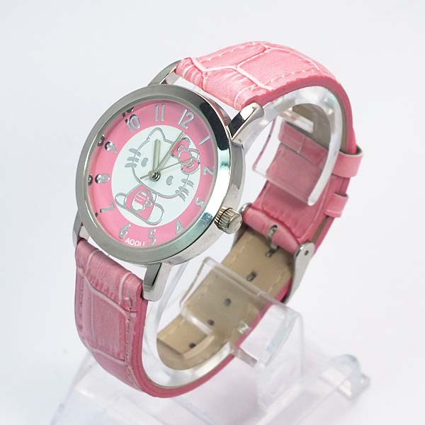 2015 New fashion watch for kids genuine leather child watch hello kitty leather watch