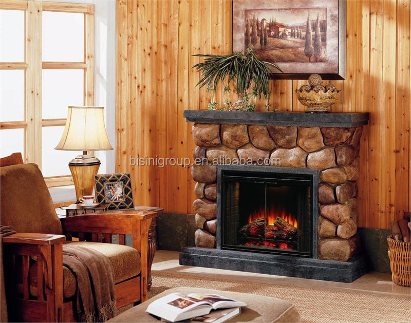 Bisini Faux Stone Electric Fireplace Polystone Electric Fireplaces