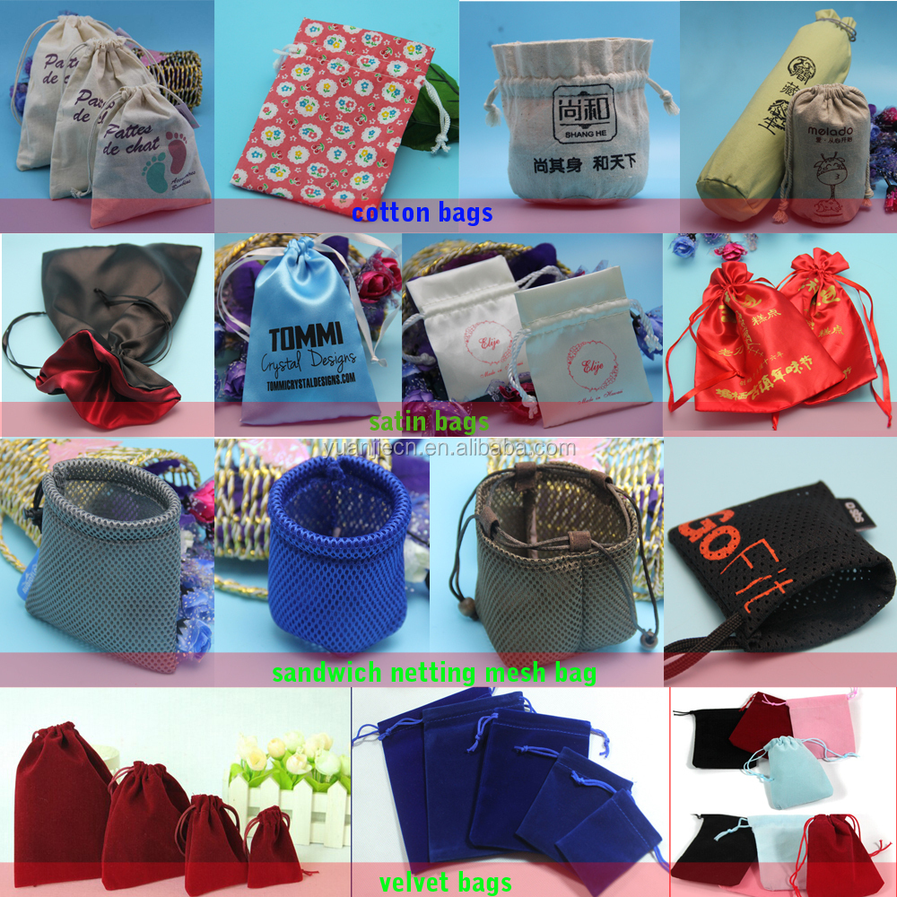 various stylish eco-friendly custom printed cotton bags drawstring cotton fabric pouch for jewelry