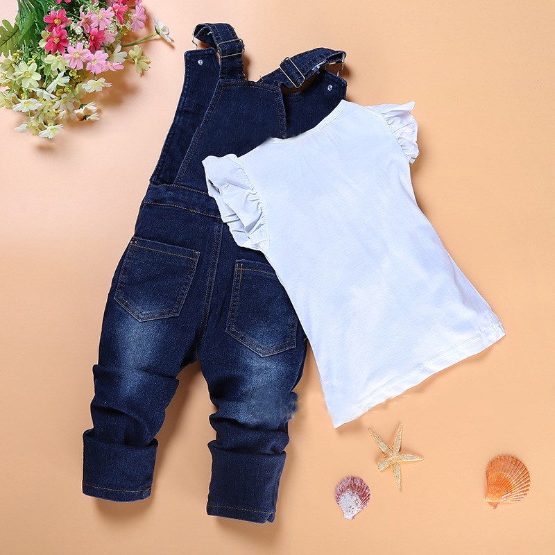 ジーンズbbパンツノースリーブシャツ2ピース女の子バルク卸売子供服仕入れ・メーカー・工場