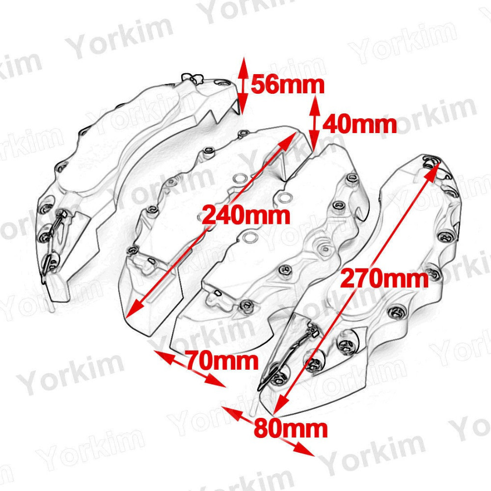 4pcs красный brembo стиль универсальный диск тормозной суппорт охватывает передних и задних суппортов & Аксессуары 4pcs красный brembo стиль универсальный диск тормозной суппорт охватывает передних и задних суппортов & Аксессуары