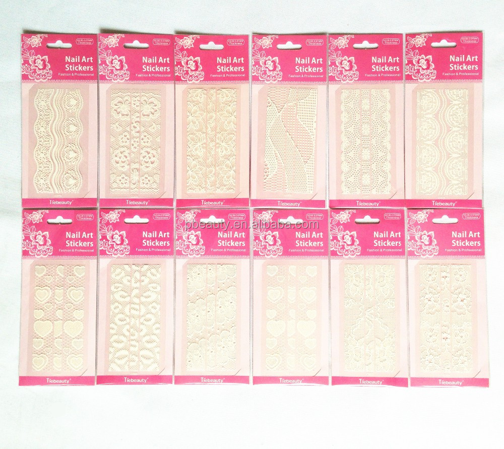 # # LC001-012S # #新しいファッションネイルアートステッカーレースデザイン3dホワイトレースマニキュア水デカール透明花ネイル 問屋・仕入れ・卸・卸売り