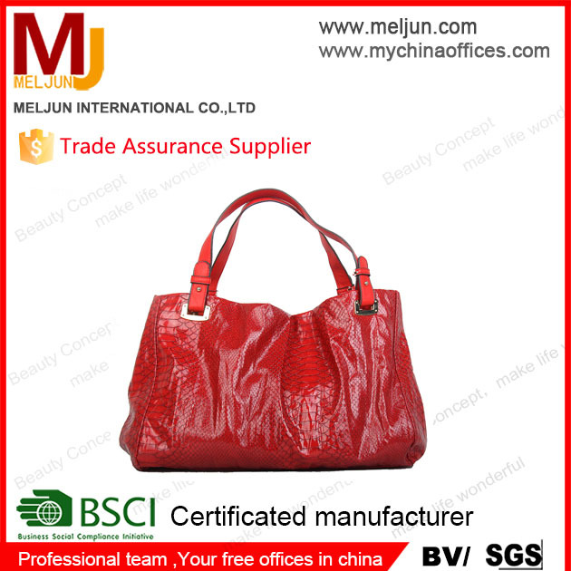 ソフトpuレザー2015人気のモダンな女性のファッションのハンドバッグ、 赤い光沢のあるpuの手袋仕入れ・メーカー・工場