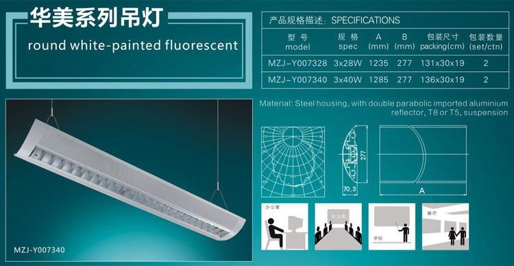 4ft中断3 × 36ワットfourescent照明付きダブル放物線aluリフレクター仕入れ・メーカー・工場