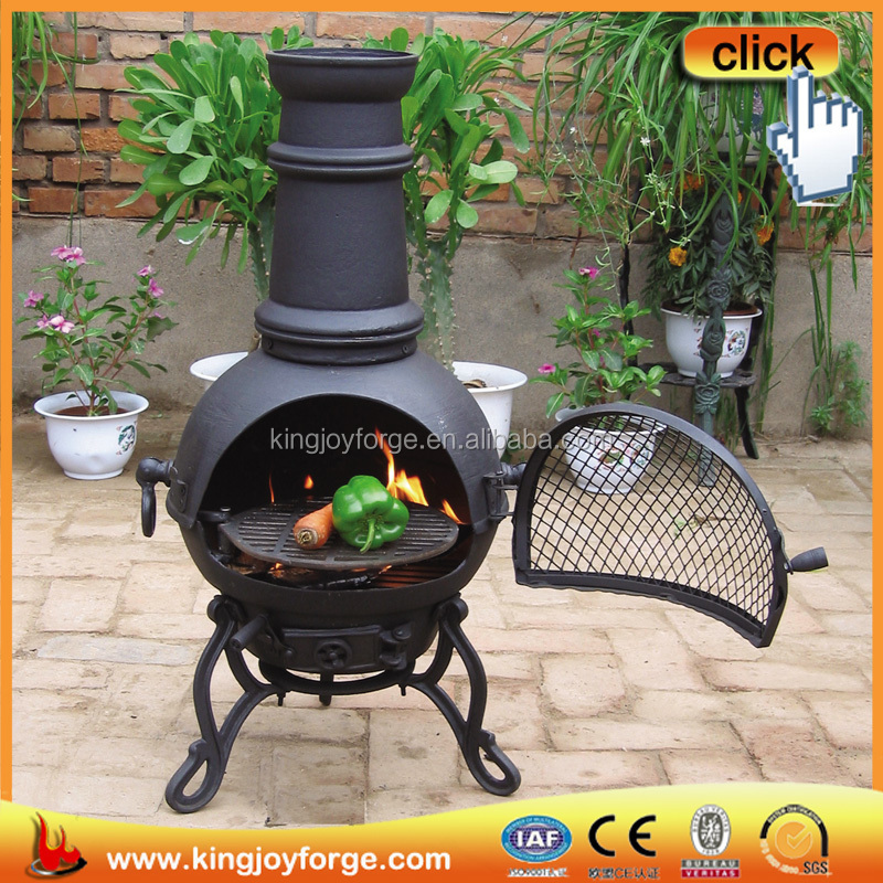 Outdoor Freestanding Cooking Cast Iron Chiminea Fireplace Chimney