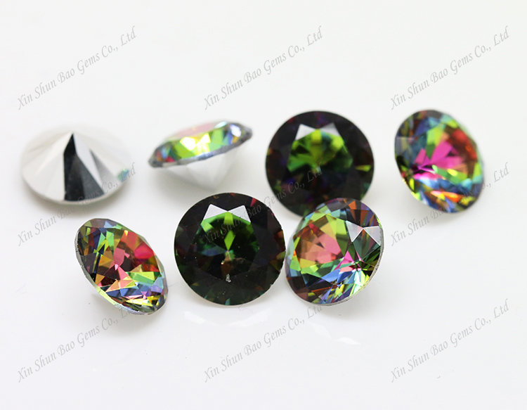 Wuzhou wholesale multicolor glass gemstone 7mm round