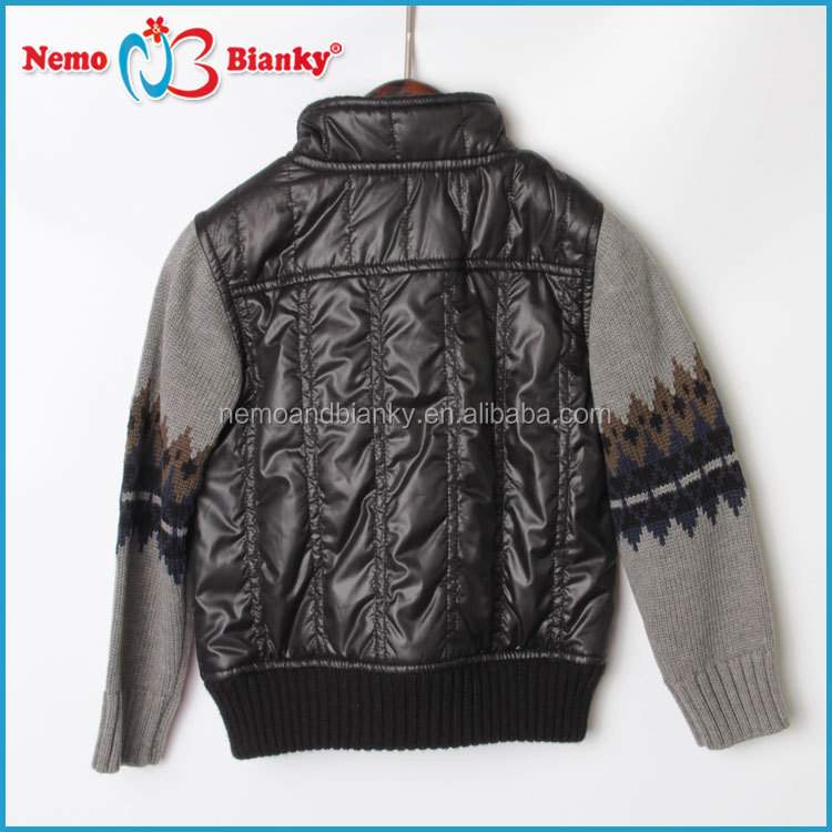 良い品質ecofriendly少年黒ポリエステル綿ウールジャケットの子供たち冬のジャケット仕入れ・メーカー・工場