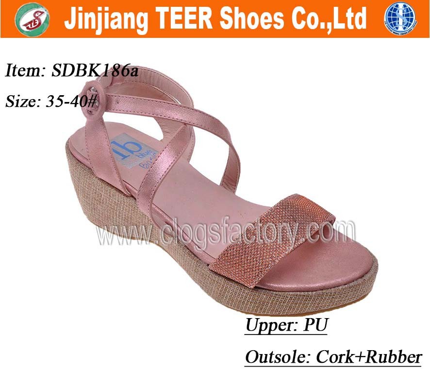 2015 new women wedge heel shoes cork wedge sandals