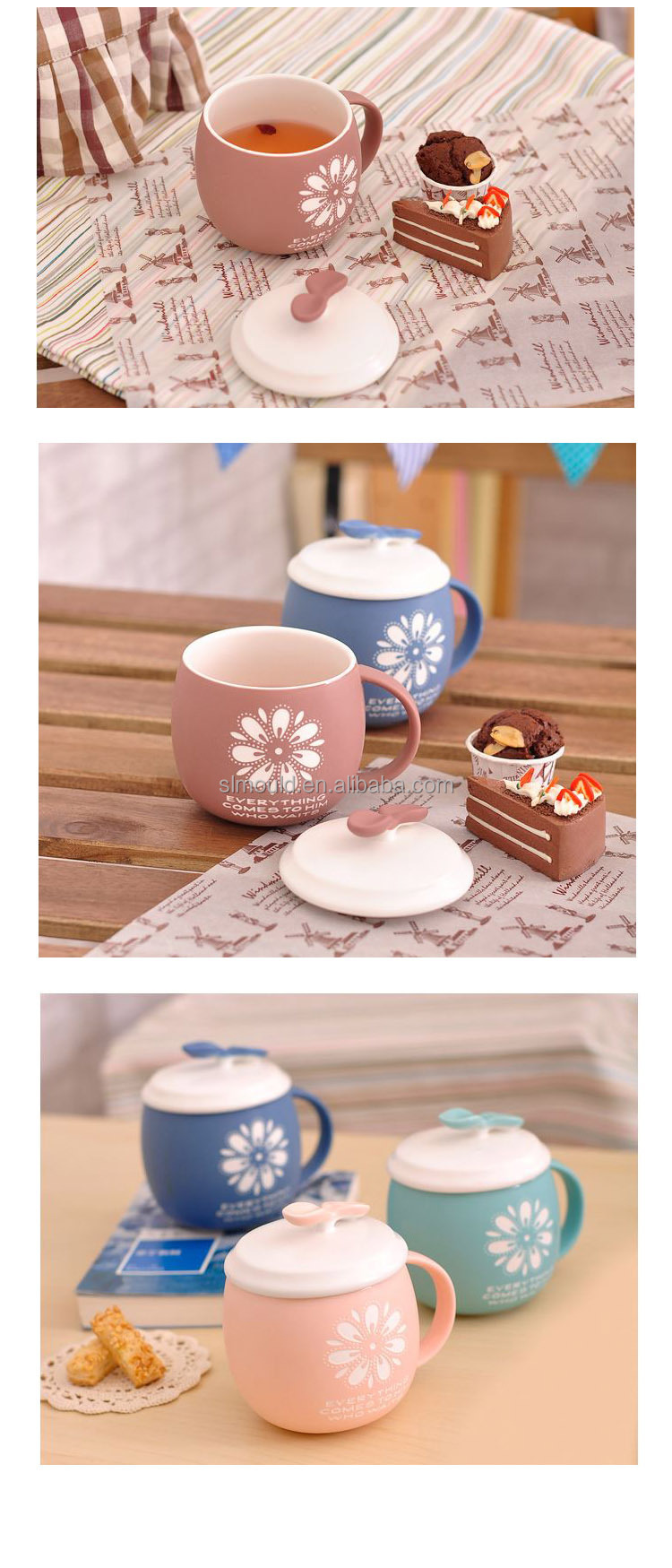 創造的な純粋な色霜で覆われたマットレトロ花セラミック茶/カバー付きコーヒーマグ仕入れ・メーカー・工場