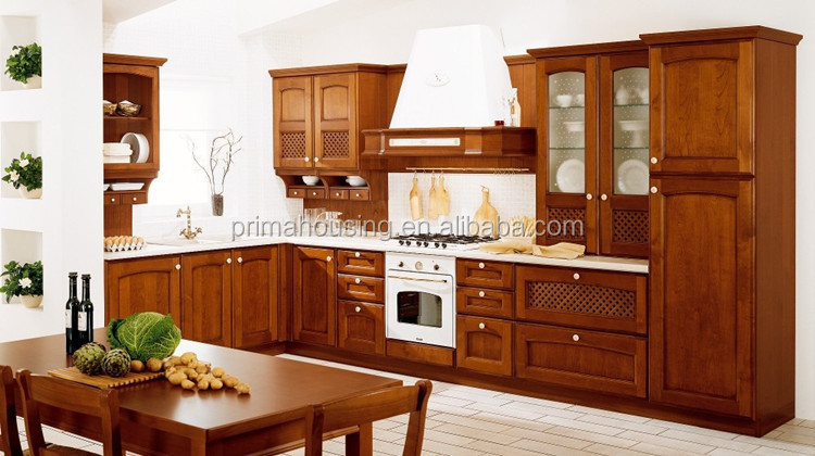 Madera de teca mueble cocina mueble cocina puertas de vidrio ...