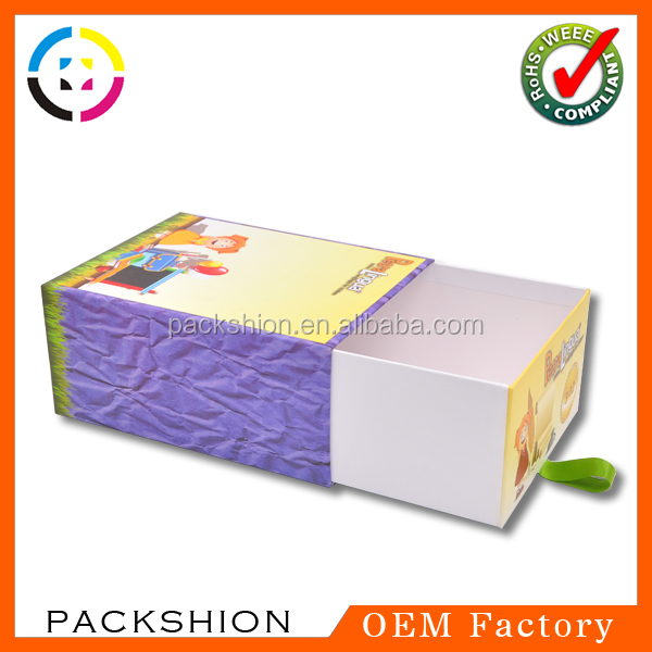 fancy design glossy gift paper packaging box with ribbon closure