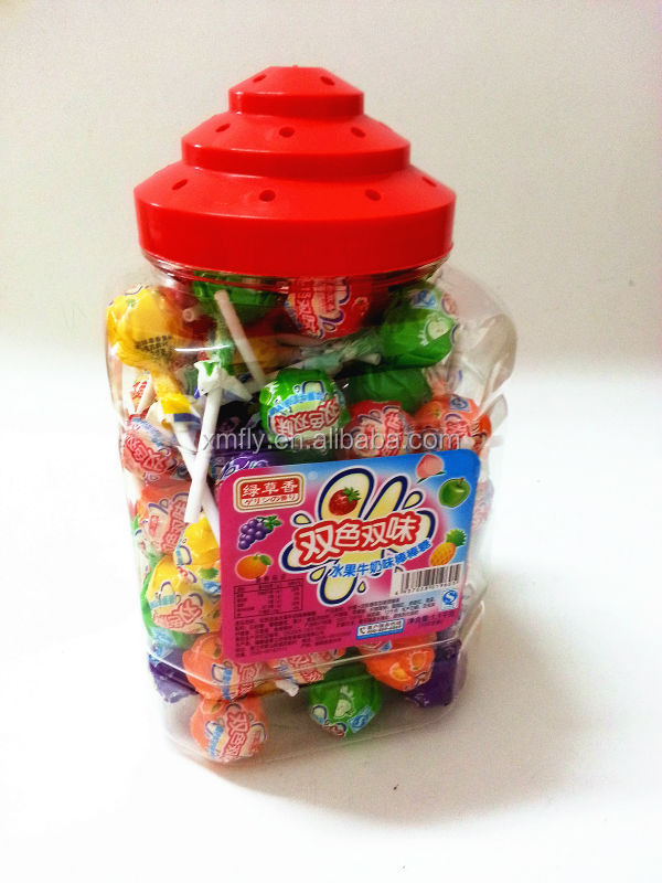 11grams Handmade Double Colors Milken Fruit Pop Lollipop