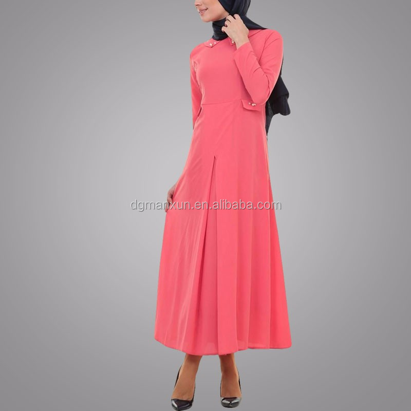 Latest Design Muslim Dress Beauty Abaya Turkey Round Neck Elegant Long Dress (3).jpg